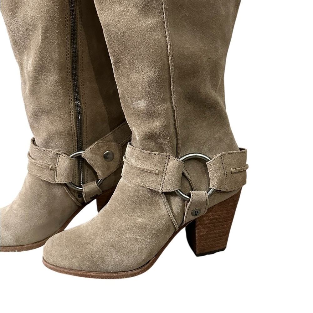 FRYE Anthropologie Suede Essa Seam Harness Tall Knee Boots Sz 6.5 NWOT - Picture 6 of 13